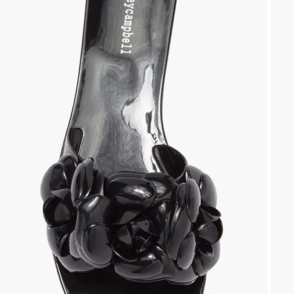 Jeffrey Campbell Black Slide Sandals with Floral Embellishment - Picture 4 of 6